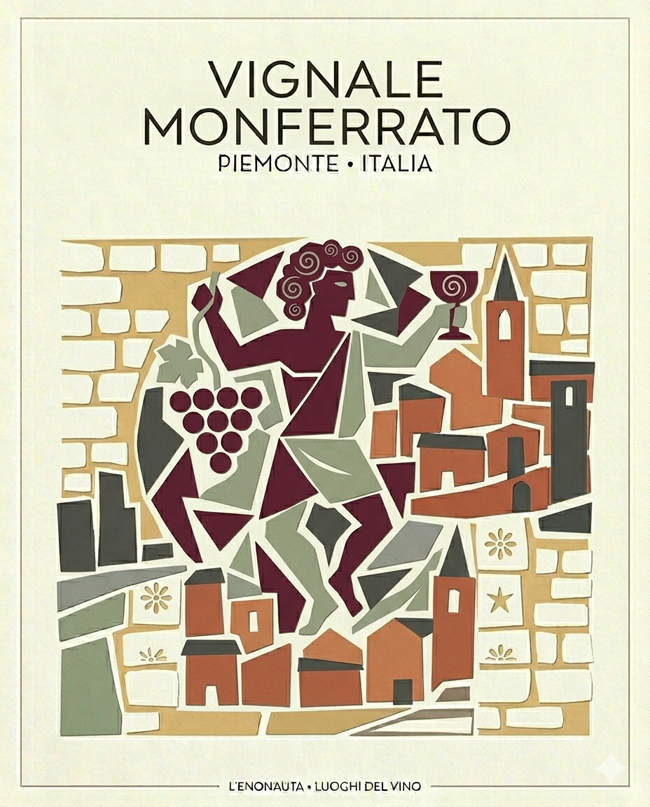 Poster L’Enonauta dedicato a Vignale Monferrato, borgo collinare del Monferrato degli Infernot